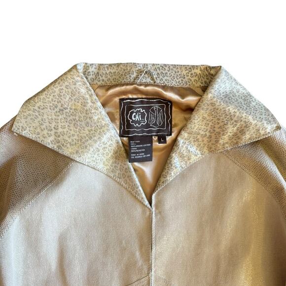 Vintage Suede Leather Jacket with Animal Leopard Snake Print Western Vibes, L/XL - Picture 2 of 4